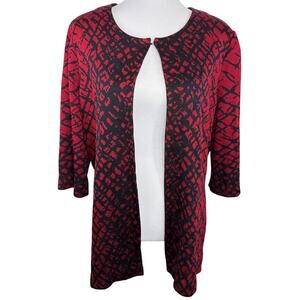 Ming Wang Jacquard Knit Open Front Cardigan, 1X, Women's